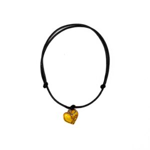 Bracelet with amber heart, light yellow