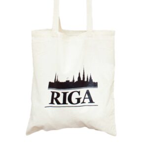 Cotton tote-bag with city silhouette, riga, beige