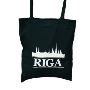 Cotton tote-bag with city silhouette, riga, black