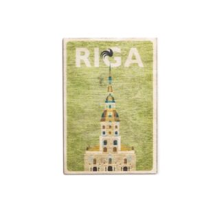 Interactive wooden magnet st. peter's church, riga, 5.5 x 8 cm