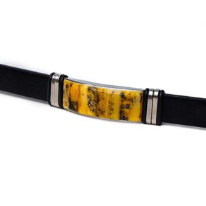 Leather bracelet with amber pieces, ⌀ 7 cm