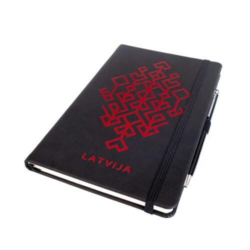 Notebook "tree of life" with pen, latvija, red, 13.5x21 cm