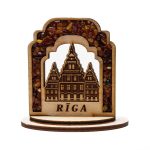 Wooden Decor with Amber Pieces, Blackheads House, RIGA, 8.5 x 9 cm