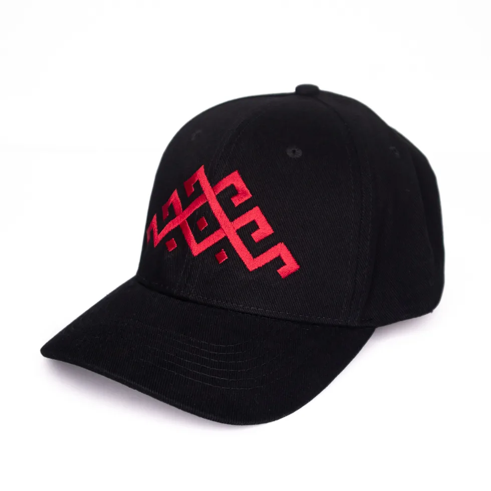 Baseball cap ethno, jumis sign, black