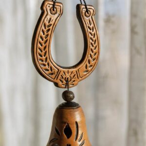 Ceramic wind chime bell with horse shoe
