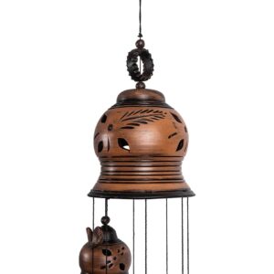 Ceramic wind chimes with birds, 9 bells
