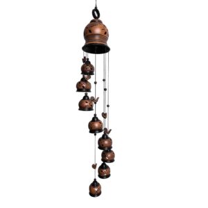 Ceramic wind chimes with birds, 9 bells