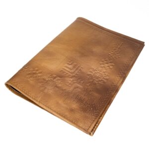 Genuine leather book cover with ornament, 18×23.5 cm