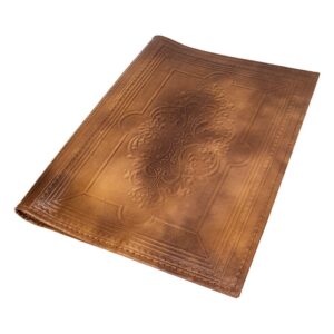 Genuine leather book cover with ornament, 18×23.5 cm