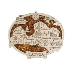 Wooden Magnet with Amber, Map of Latvia, LATVIJA
