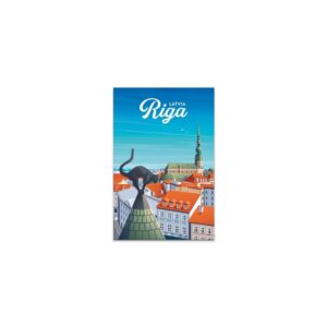 Magnet 3d riga, old town, black cat, 54x78 mm