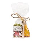 Beeswax Candle "Elf", Creamy Honey and Honey Spoon