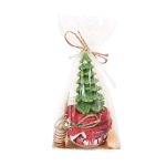 Beeswax Candle "Tree", Creamy Honey and Honey Spoon