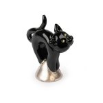 Ceramic Black Cat Figurine, 7 cm