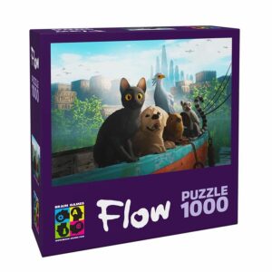 Puzzle 1000 “flow” – black cat with friends in boat