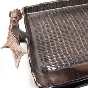 keramikas-paplate-bruna-bes-balticgifts-1 Ceramic serving plate with antler elements, brownish-black, 40x20 cm