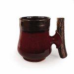 Ceramic Mug with Antler Handle, Reddish-brown, 0.7L