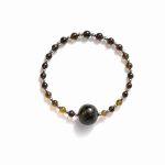 Amber Bracelet with Silver Color Elements, ⌀ 5.5 cm