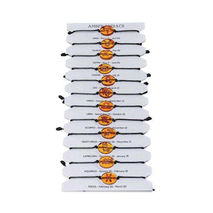 Amber zodiac bracelet, black