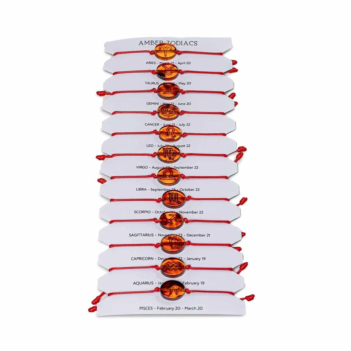 Amber zodiac bracelet, red