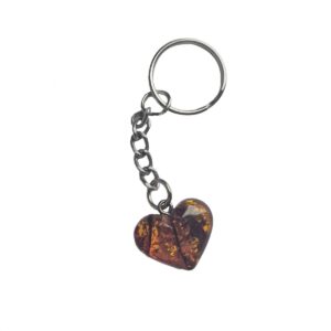 Keychain with amber "heart", 7 cm