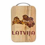 Kitchen Cutting Board with Amber "Latvia", 17 x 25 cm
