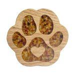 Wooden Coaster with Amber  "Paw", 10.5 x10.5 cm