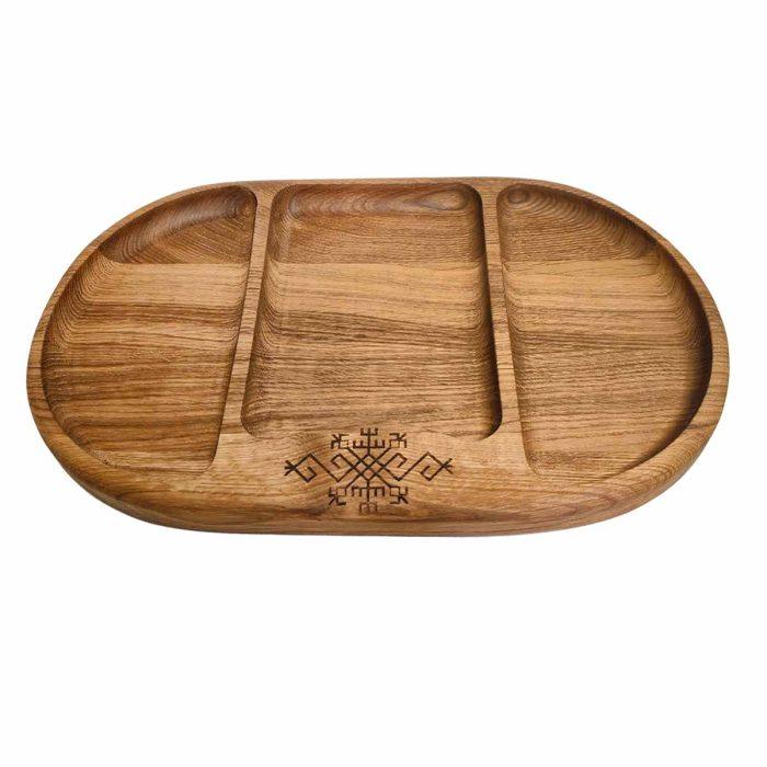 Wooden snack dish with ethnographic signs, oval, 25.5 x 43 cm (copy)