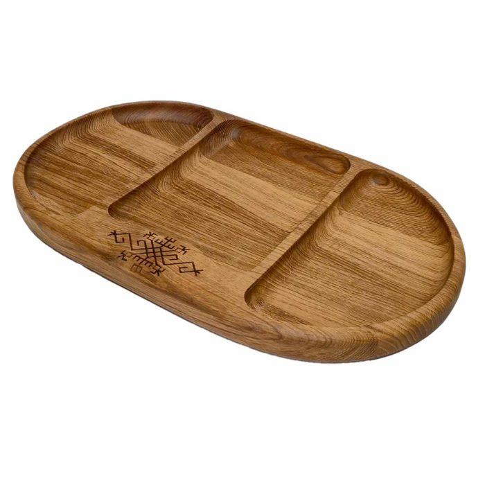 Wooden snack dish with ethnographic signs, oval, 25.5 x 43 cm (copy)