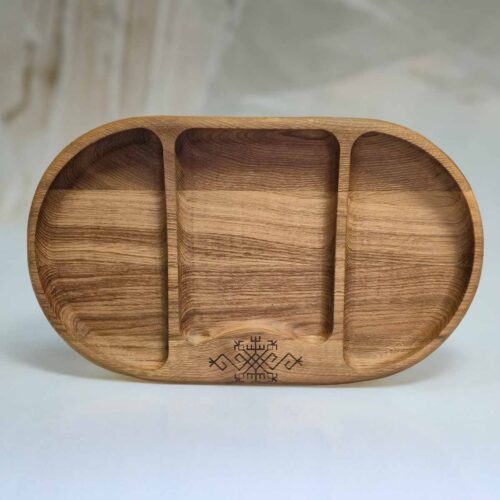 Wooden snack dish with ethnographic signs, oval, 25.5 x 43 cm (copy)