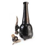 Ceramic Carafe with Antler Elements, Brownish-black, 1L