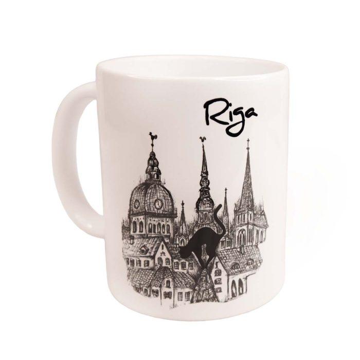 Mug – old riga and the black cat, 300 ml