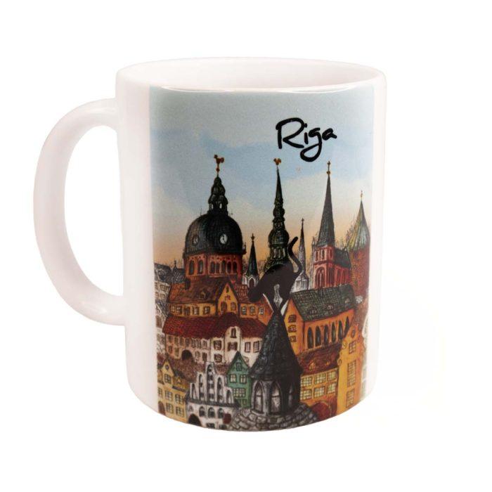 Mug – old riga and the black cat, 300 ml