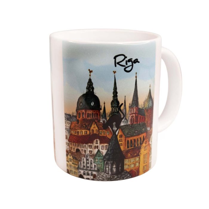 Mug – old riga and the black cat, 300 ml