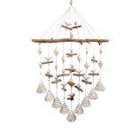 Ceramic Wind Chimes, Bent Grass Motif, White, 9 Bells