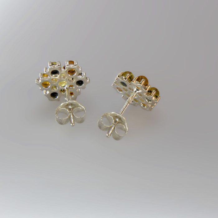 Amber earrings – multicolor flower shape