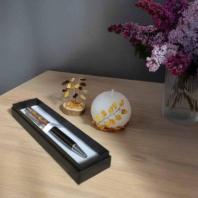 Amber gift set – tree, pen & candle