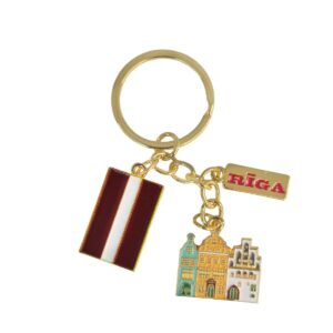 Keychain three brothers, latvian flag, riga