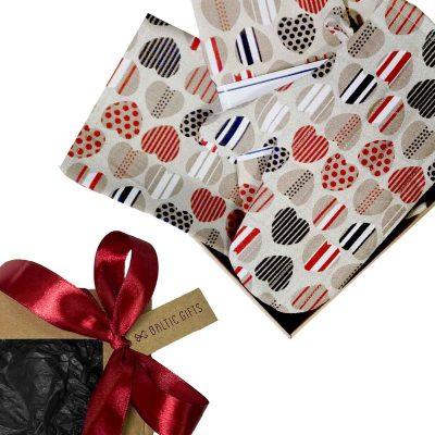 Linen kitchen set “hearts” – apron, oven mitts, and towel