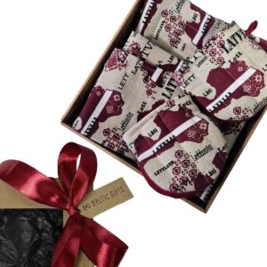 Linen kitchen set “latvia” – apron, oven mitts, and pot holder