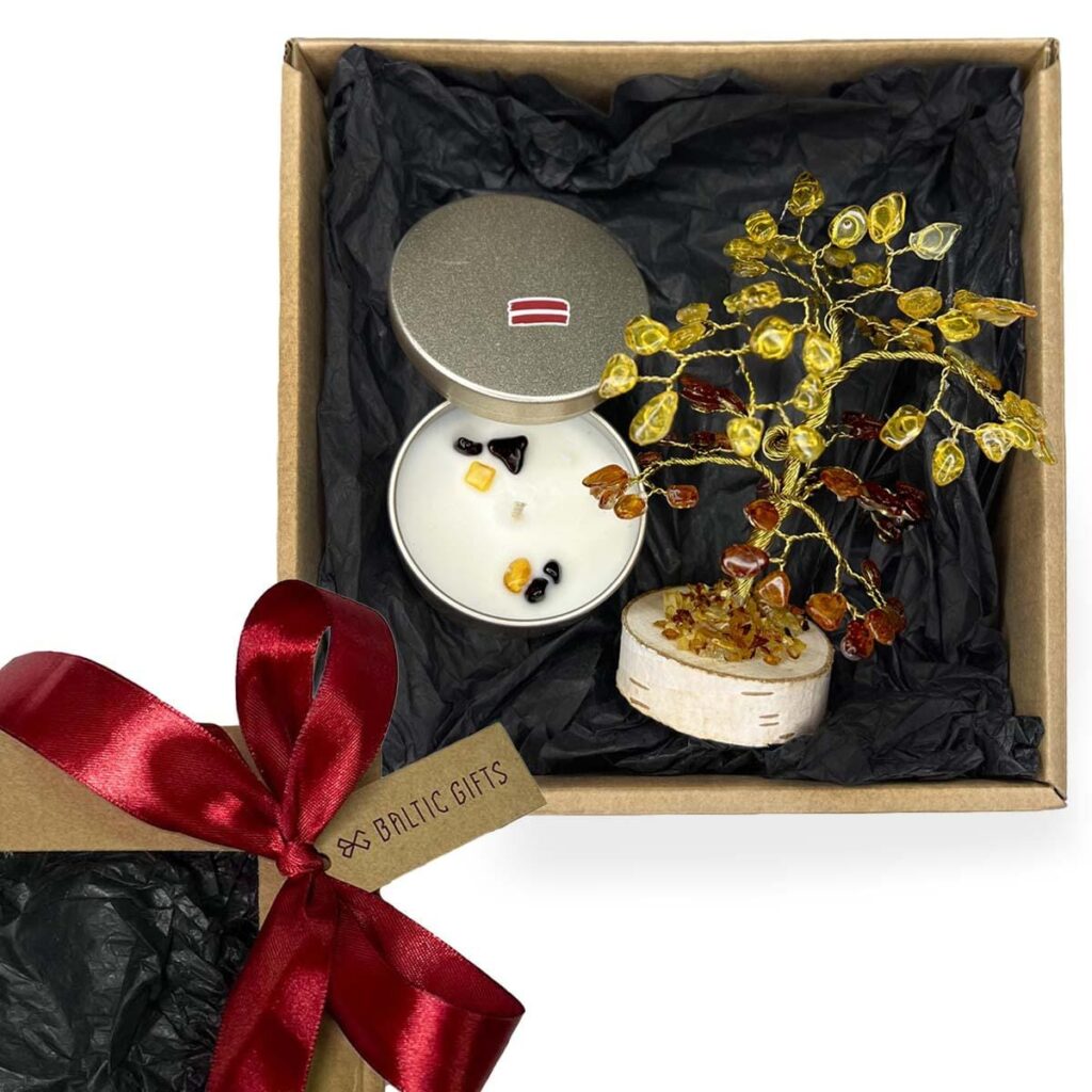 Amber gift set – money tree, & aroma candle