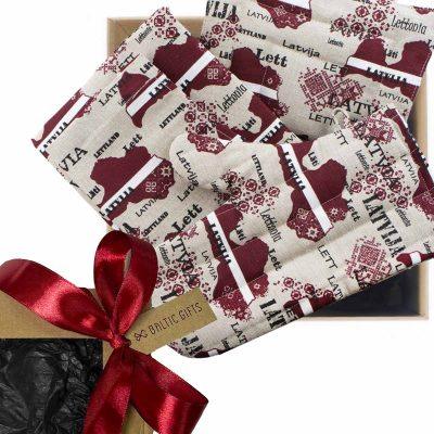Linen kitchen set “latvia” – apron, oven mitt, and pot holder