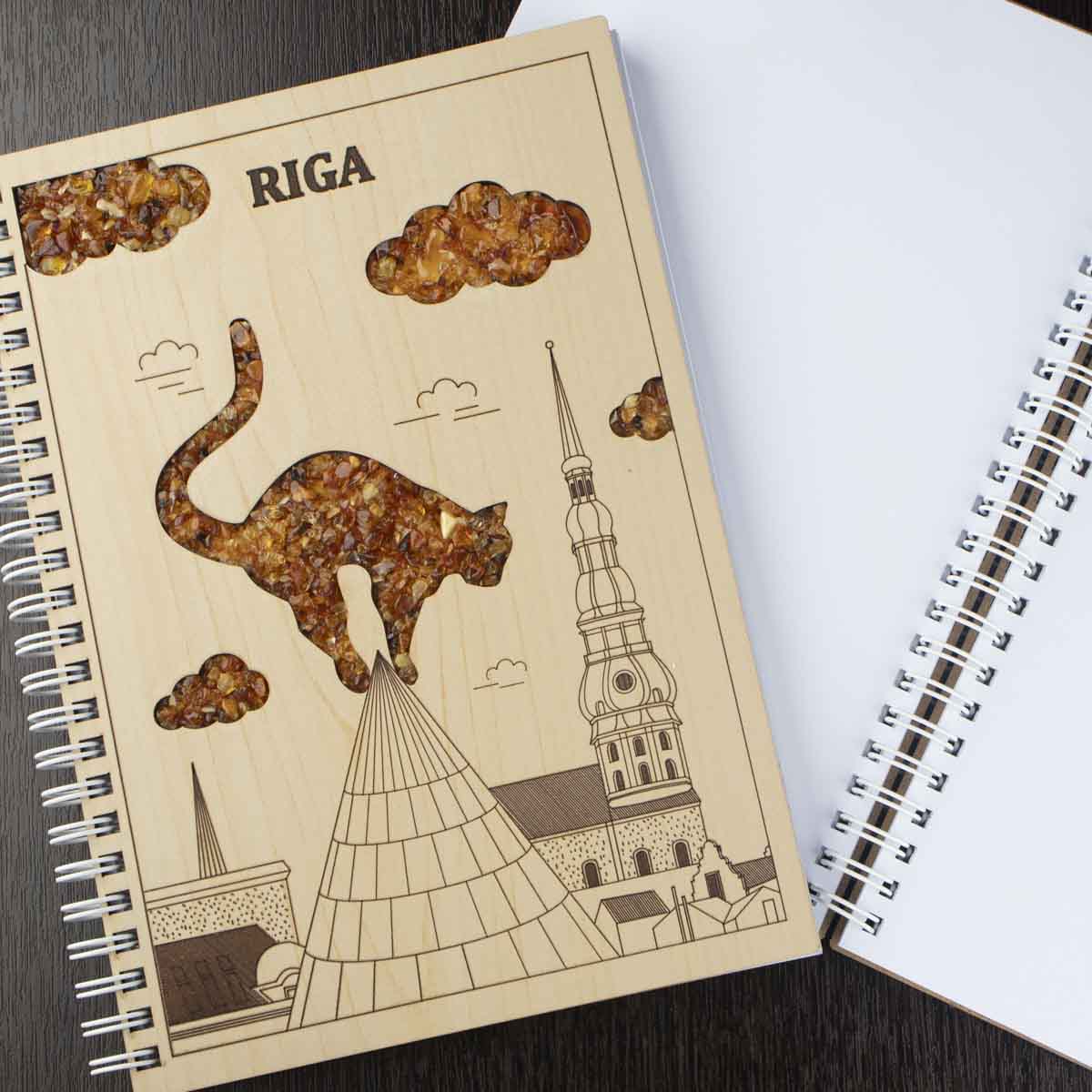 Notebook "tree of life", latvia, amber ethno pattern, 16x21 cm