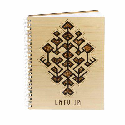 Notebook "tree of life", latvia, amber ethno pattern, 16x21 cm