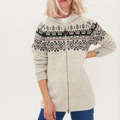 Women’s wool sweater with zipper “sky”