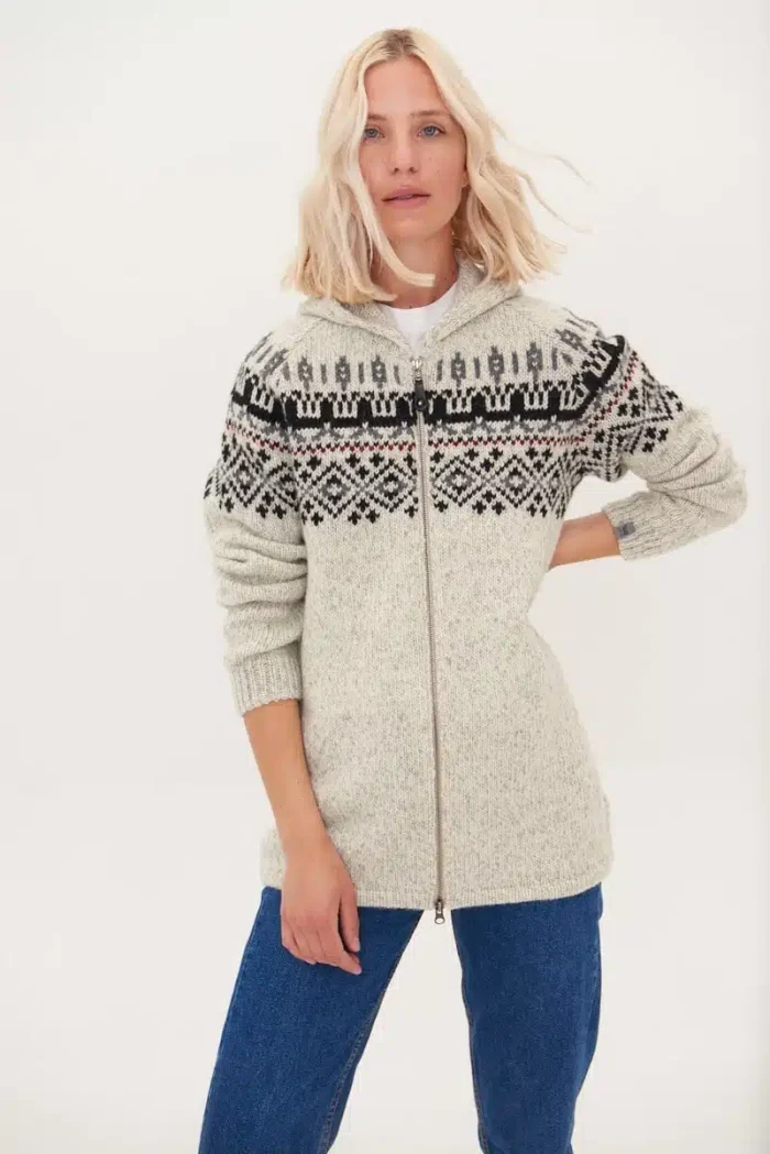 Women’s wool sweater with zipper “sky”