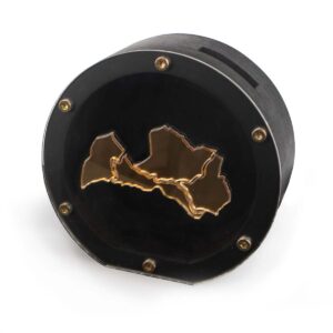 Wooden money box with contour of latvia, black