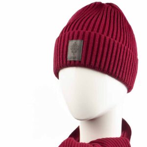 davanu-komplekts-cepure-salle-bordo-dzivibas-koks-2 Hat and scarf with the tree of life and latvian symbol, burgundy