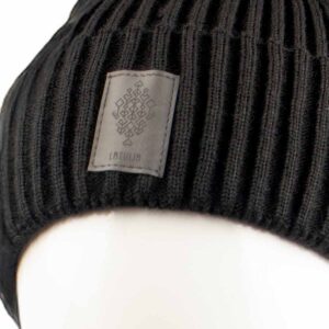 Hat and scarf with the tree of life and latvian symbol, black