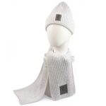 Hat and Scarf with the Tree of Life and Latvian Symbol, Light Gray